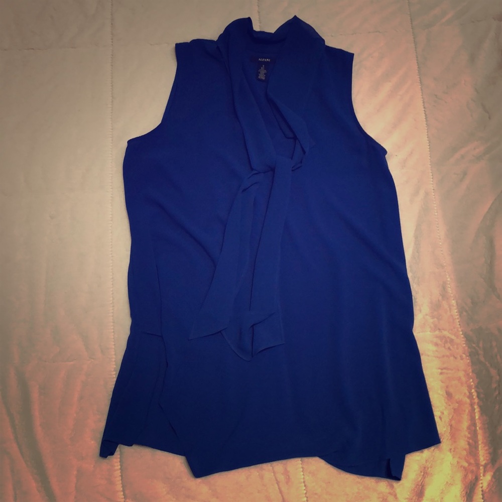 Alfani Bright Blue Tie V-Neck Tunic